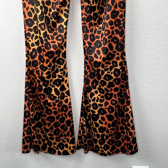 Wide Leg High Rise Leopard Cheetah Leggings Halloween Costume Adult Small/Medium - Picture 6 of 10